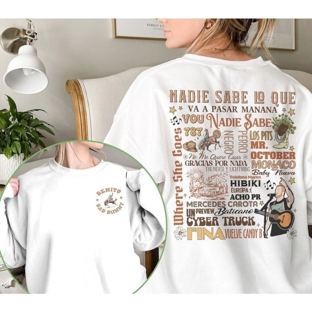 Bad Bunny Most Wanted Tour 2024 2 Sided Fan Sweatshirt